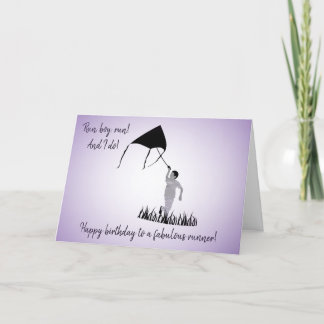 Young Boy Springer med Kite Birthday Kort