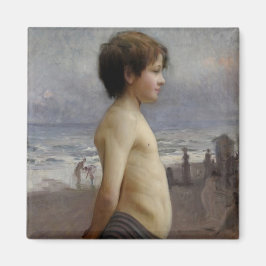 Young Boy vid Beach (av Jules Bastien-Lepage) Magnet
