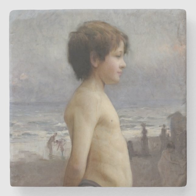 Young Boy vid Beach (av Jules Bastien-Lepage) Stenunderlägg (Framsidan)