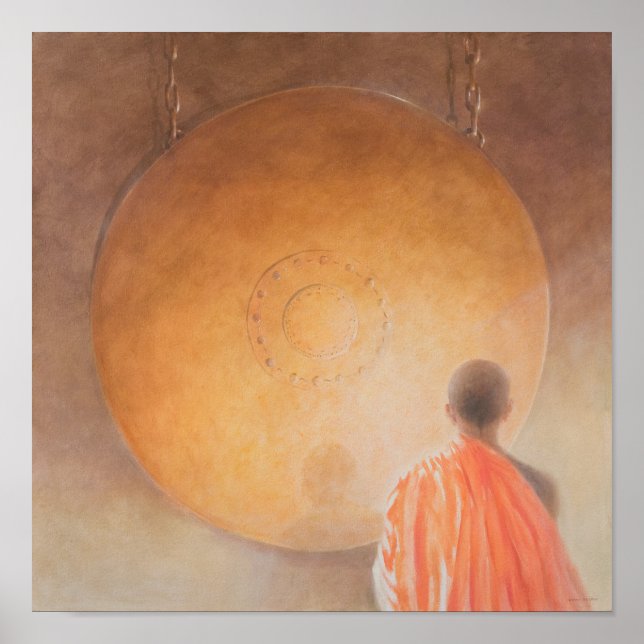 Young Buddhist Munk och Gong Bhutan 2010 Poster (Framsidan)