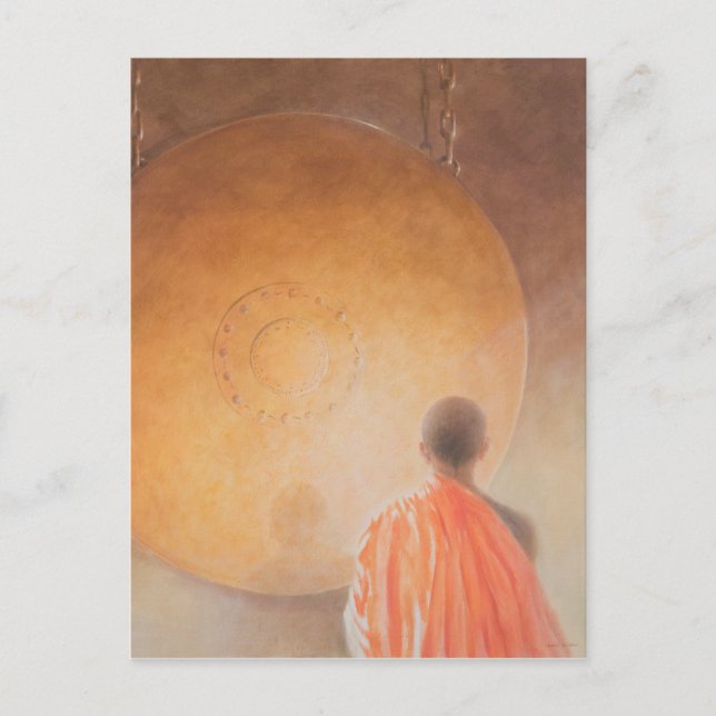 Young Buddhist Munk och Gong Bhutan 2010 Vykort (Framsida)