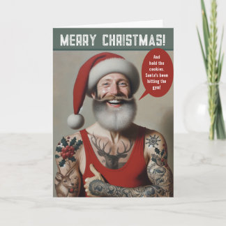 Young Buff Santa With Tattoos Helgkort