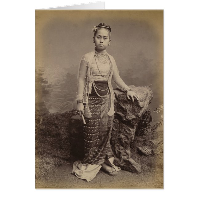 Young Burmese Girl, 1875 Hälsningskort (Framsidan)