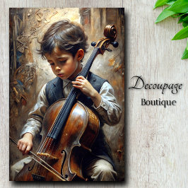 Young Cellist Decoupage