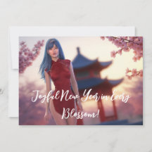 Young Cheongsam Beauty Posing for Chinese New Year