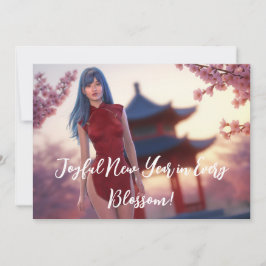 Young Cheongsam Beauty Posing for Chinese New Year Julkort