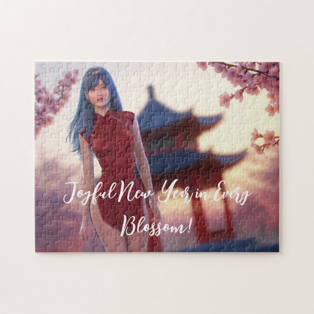 Young Cheongsam Beauty Posing for Chinese New Year Pussel (Horisontell)