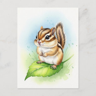 Young Chipmunk Baby Vilda djur vykort