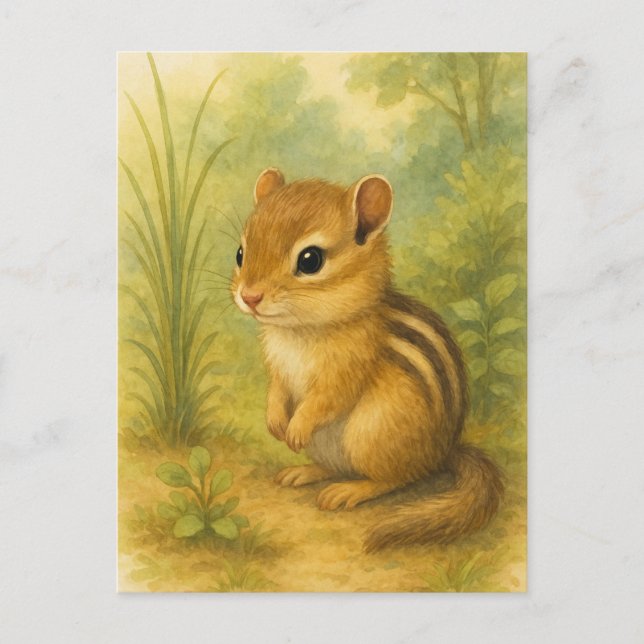 Young Chipmunk Baby Vilda djur vykort (Framsida)