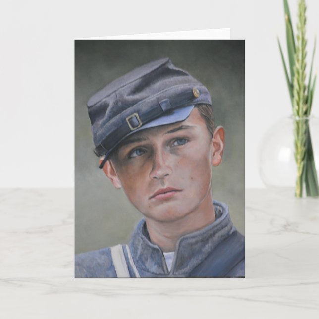 Young Civil Krig Soldier Porträtt Art Greeting Car Kort (Framsida)