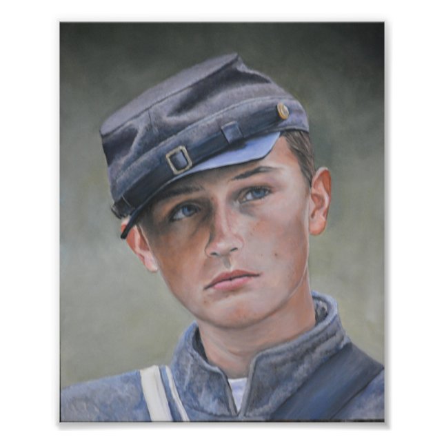 Young Civil Krig Soldier Porträtt Art Photo Print Fototryck (Framsidan)