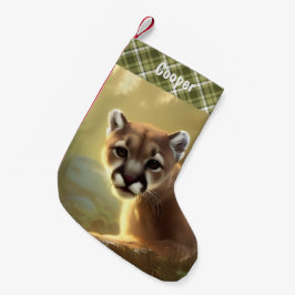 Young Cougar Wildlife Porträtt Personlig Liten Julstrumpa