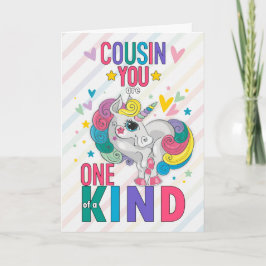 Young Cousin Rainbow Unicorn Valentine Day Helgkort