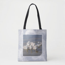 Young Cygnet Svanar & Feathers Blue Tote Tygkasse
