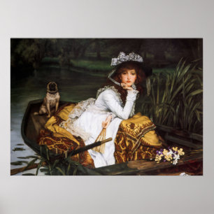 Young Dam i en Boat av James Tissot Poster