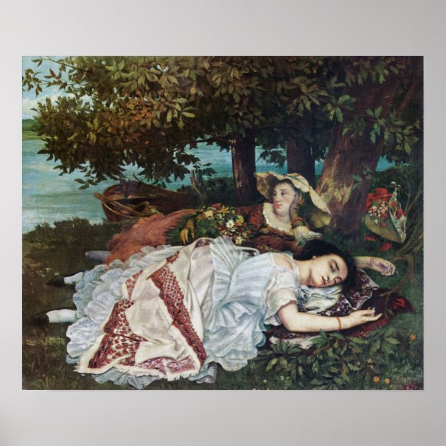 Young Dam på Bankerna av Seine (Sommaren) Poster (Framsidan)