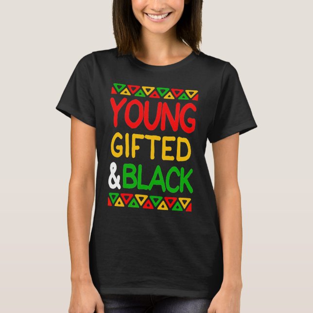 Young-ed and Black African American Manar Women Bo T Shirt (Framsida)