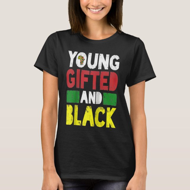 Young ed And Black African Pride Black History Mon T Shirt (Framsida)