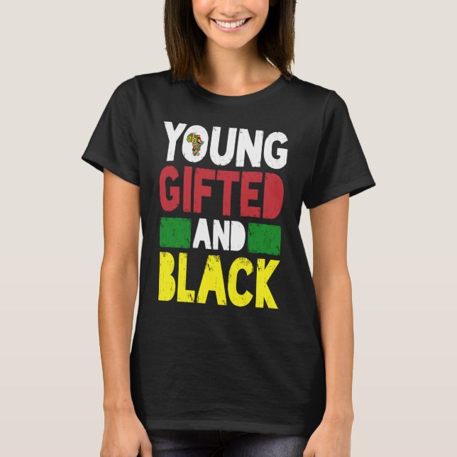 Young ed And Black African Pride Black History Mon T Shirt (Framsida)