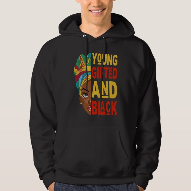 Young ed And Black Afro Black History Month Melani Hoodie (Framsida)