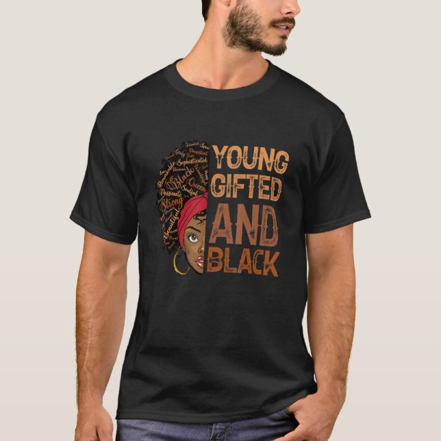 Young ed and Black Girl Melanin Women Girls Kids T Shirt (Framsida)