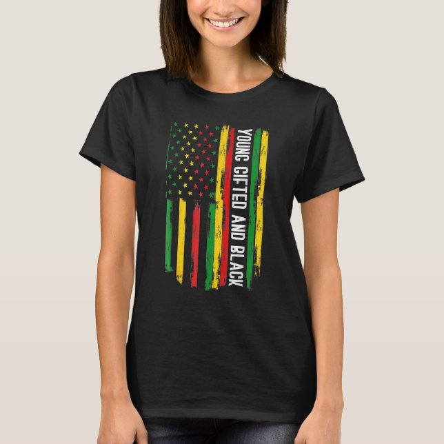 Young ed And Black History Afro African Pride Kids T Shirt (Framsida)