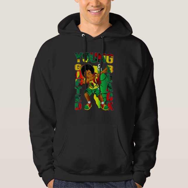 Young ed & Black History Month Kids Cute Dabbing B Hoodie (Framsida)