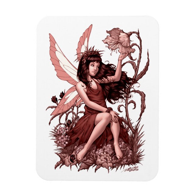 Young Fairy with Flowers by Al Rio Magnet (Vertikal)