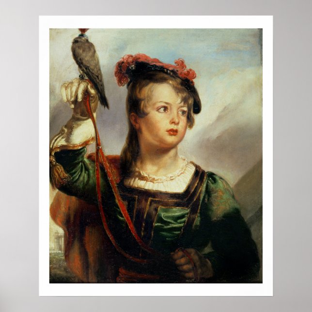 Young Falconer, 1835 (olja på panelen) Poster (Framsidan)
