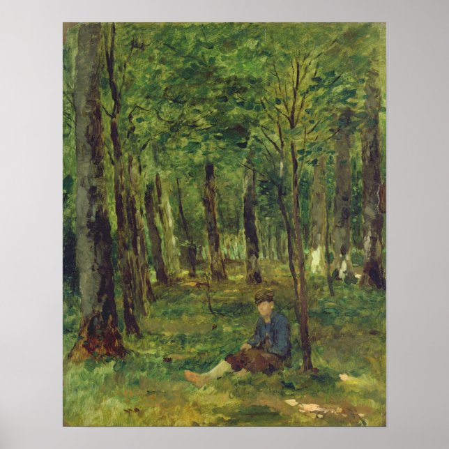 Young Farmer sitta i Forest, 1878 Poster (Framsidan)