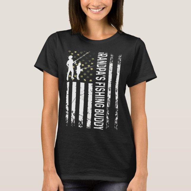 Young Fisherman Grandpas Fishing Buddy Pappa Son T T Shirt (Framsida)
