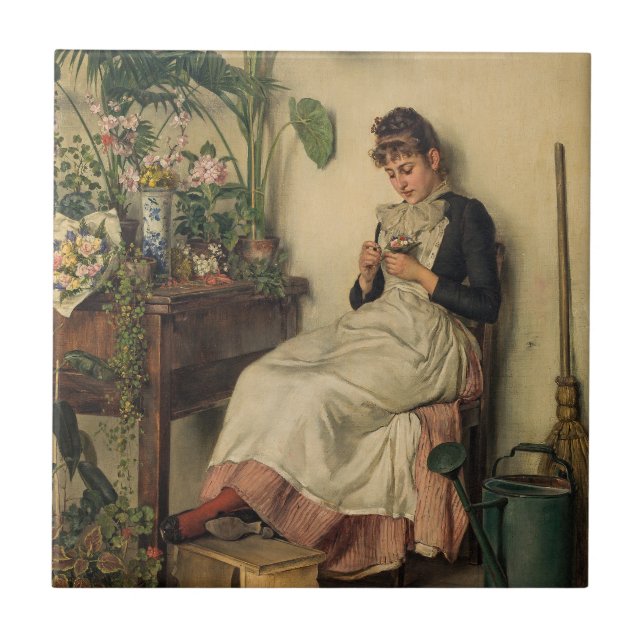 Young Florist (av Carl Zewy) Kakelplatta (Framsidan)