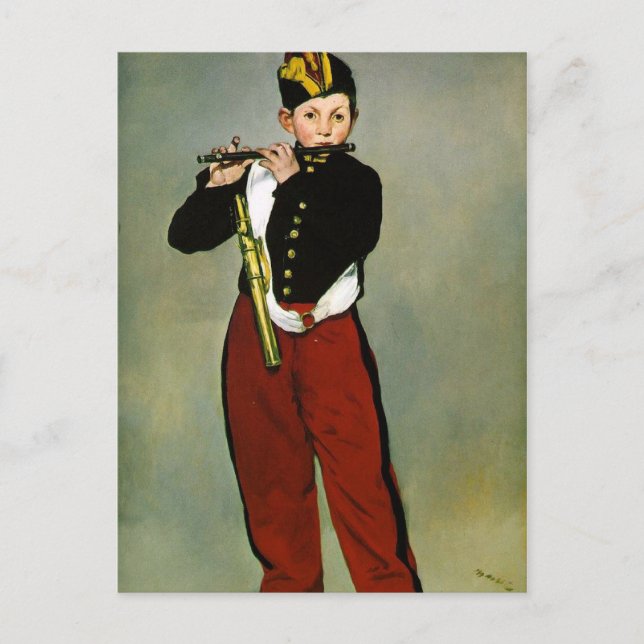 Young Flutist Fifer Manet Impressionist Painting Vykort (Framsida)