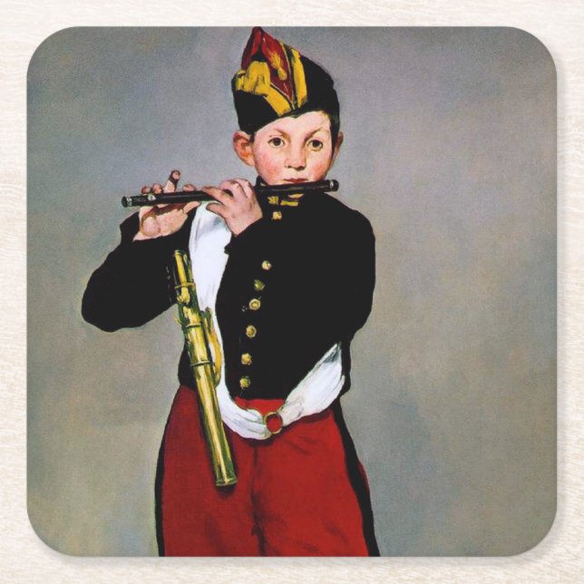 Young Flutist, The Fifer, Edouard Manet, 1866 Underlägg Papper Kvadrat (Framsidan)