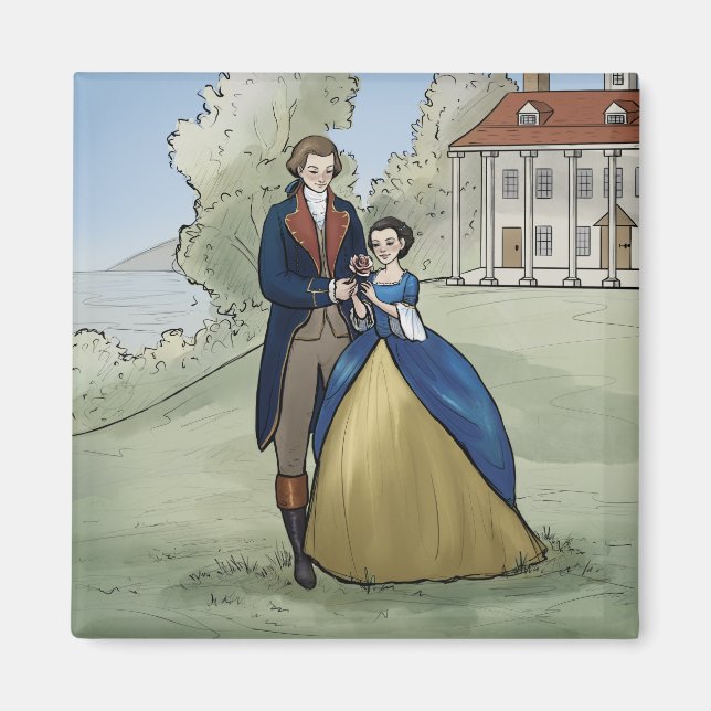 Young George och Martha Washington på Mount Vernon Magnet (Framsidan)