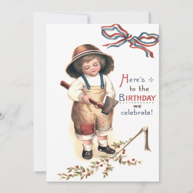 Young George Washington Chopping Down Cherry Träd Inbjudningar (Framsida)