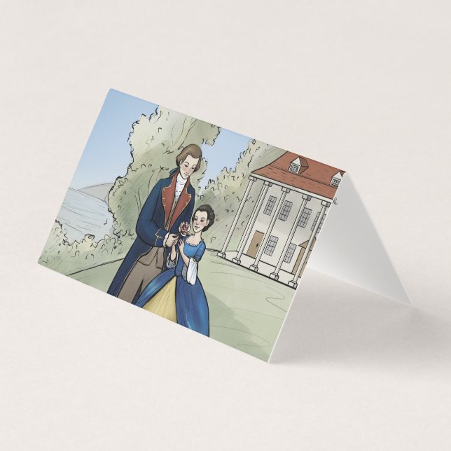Young George Washington och Martha Washington Kort (Framsida)
