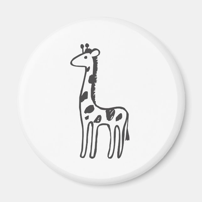 Young Giraffe in Black and White Sketch Magnet (Framsidan)