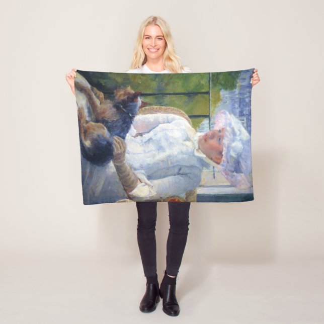 Young Girl and her Hund, Mary Cassatt Fleecefilt (På plats)