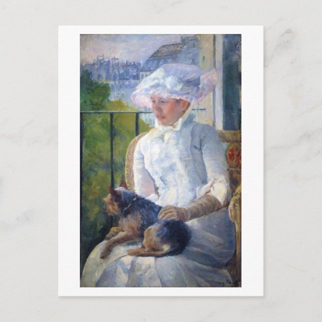 Young Girl and her Hund, Mary Cassatt Vykort (Framsida)