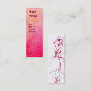 YOUNG GIRL BEAUTY MODE Red Rosa,Fuchsia White Mini Visitkort