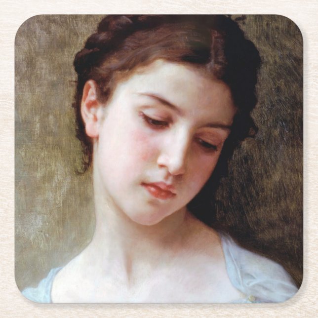 Young Girl, Bouguereau Underlägg Papper Kvadrat (Framsidan)