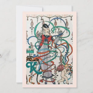 YOUNG GIRL,COLORFUL ROSETT BAND MÖHIPPA MONOGRAM INBJUDNINGAR