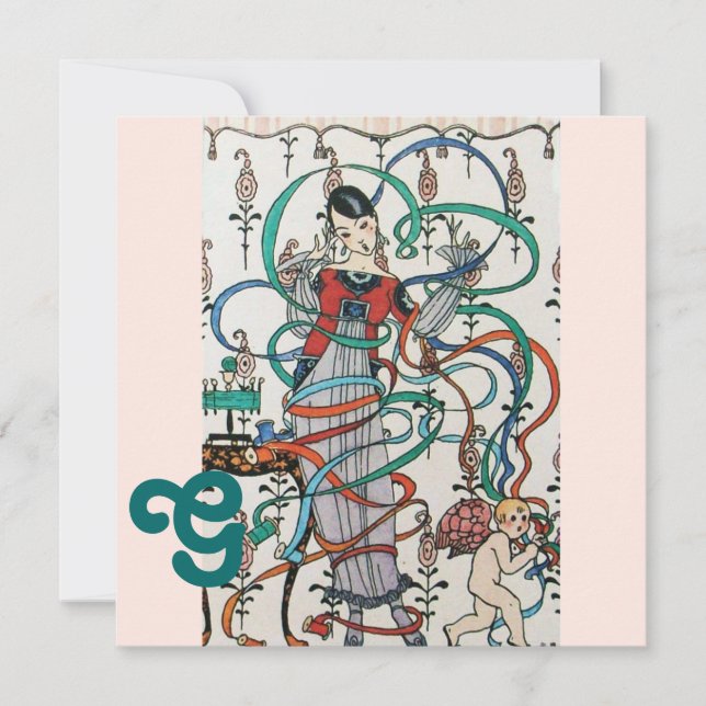 YOUNG GIRL,COLORFUL ROSETT BAND MÖHIPPA MONOGRAM INBJUDNINGAR (Framsida)