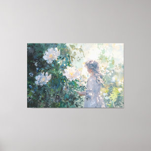 *~* Young Girl FLOWERS TV2 Stretched Kanvastryck