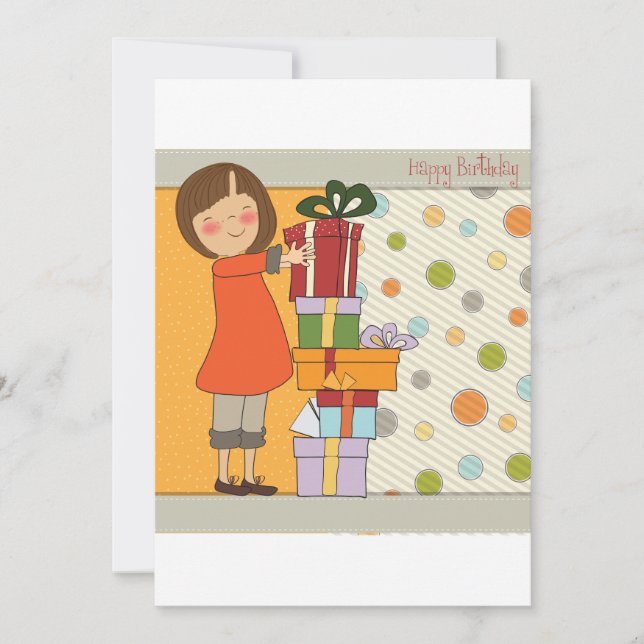 Young Girl Grattis på födelsedagen Inbjudningar (Framsida)
