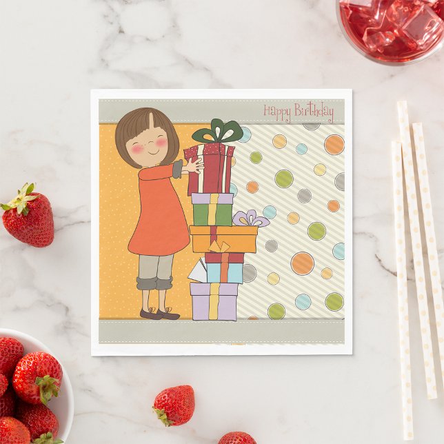Young Girl Grattis på födelsedagen Pappersservett (Skapare uppladdad)