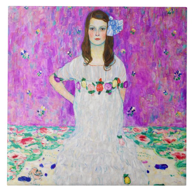 Young Girl, Gustav Klimt Kakelplatta (Framsidan)