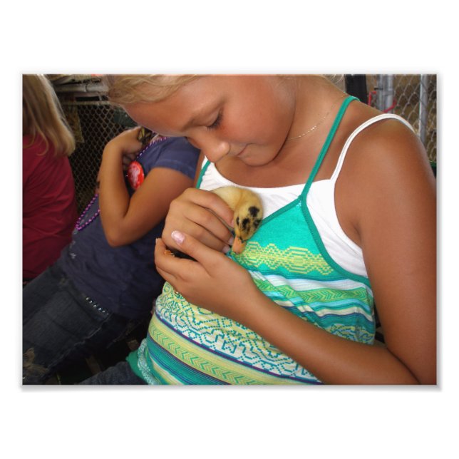 Young Girl Holding Baby Anka Fototryck (Framsidan)