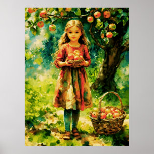 Young Girl in a Apple Orchard Poster
